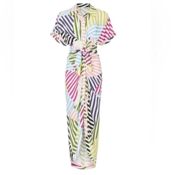 NWT - Le Superbe Miko Sundress Sun Dress Hi-Lo Hem Stripe Multi - Size 4 - Picture 1 of 8